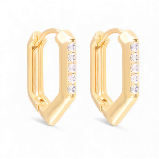  - Recta Shine – apzeltīti ģeometriskie auskari ar cirkonijiem - 1