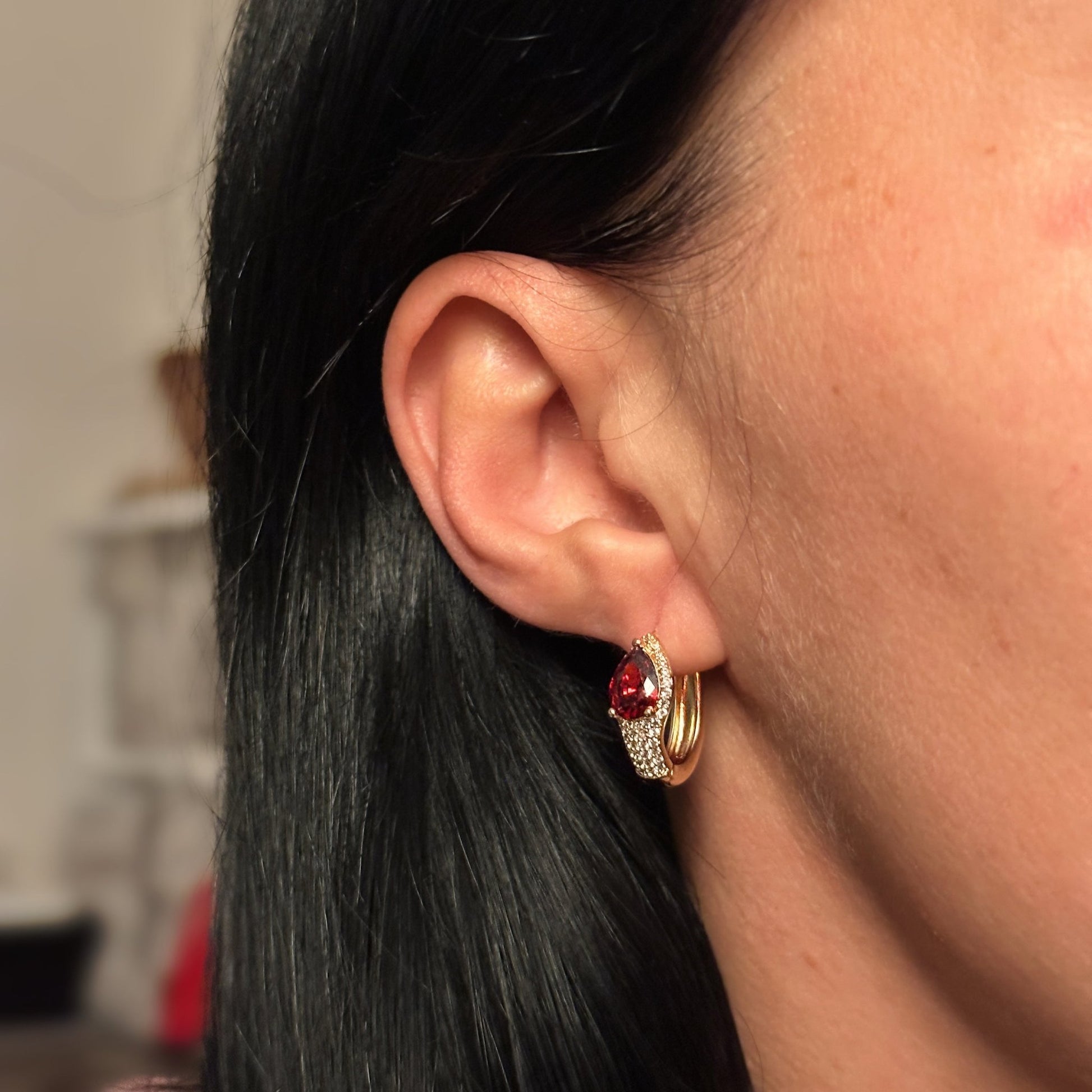  - Ruby Teardrop – Sarkana kristāla auskari - 2